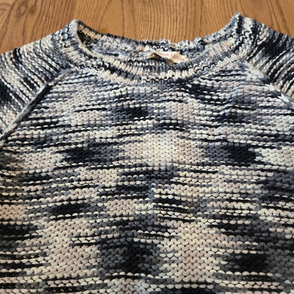 Rebecca Taylor Monochrome Chunky Knit Sweater White Gray Black Cozy Cotton M - Picture 7 of 11